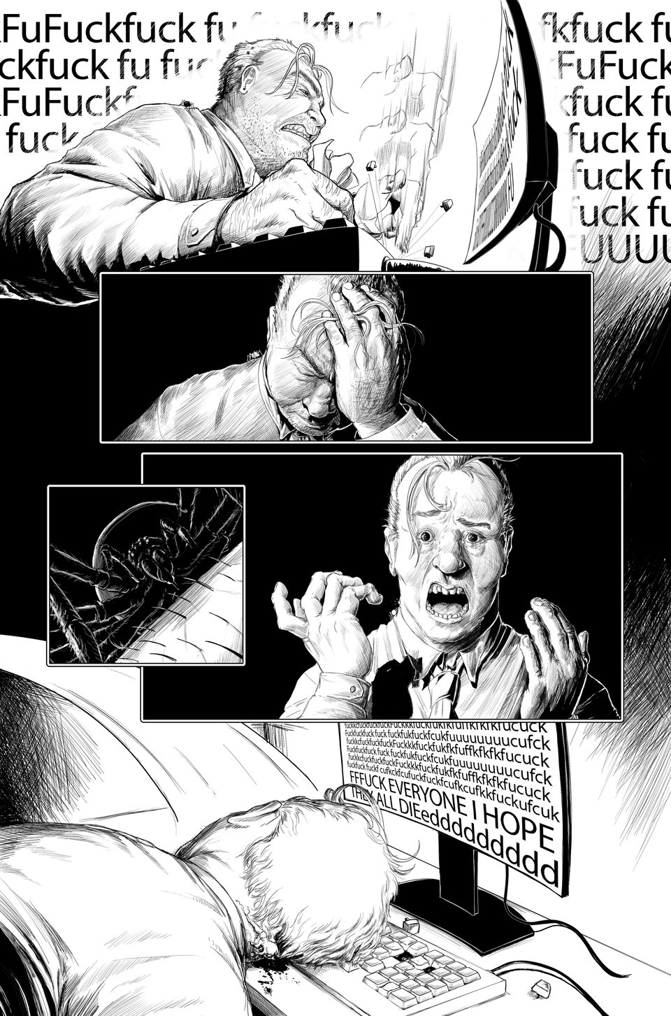 Black and white comics page