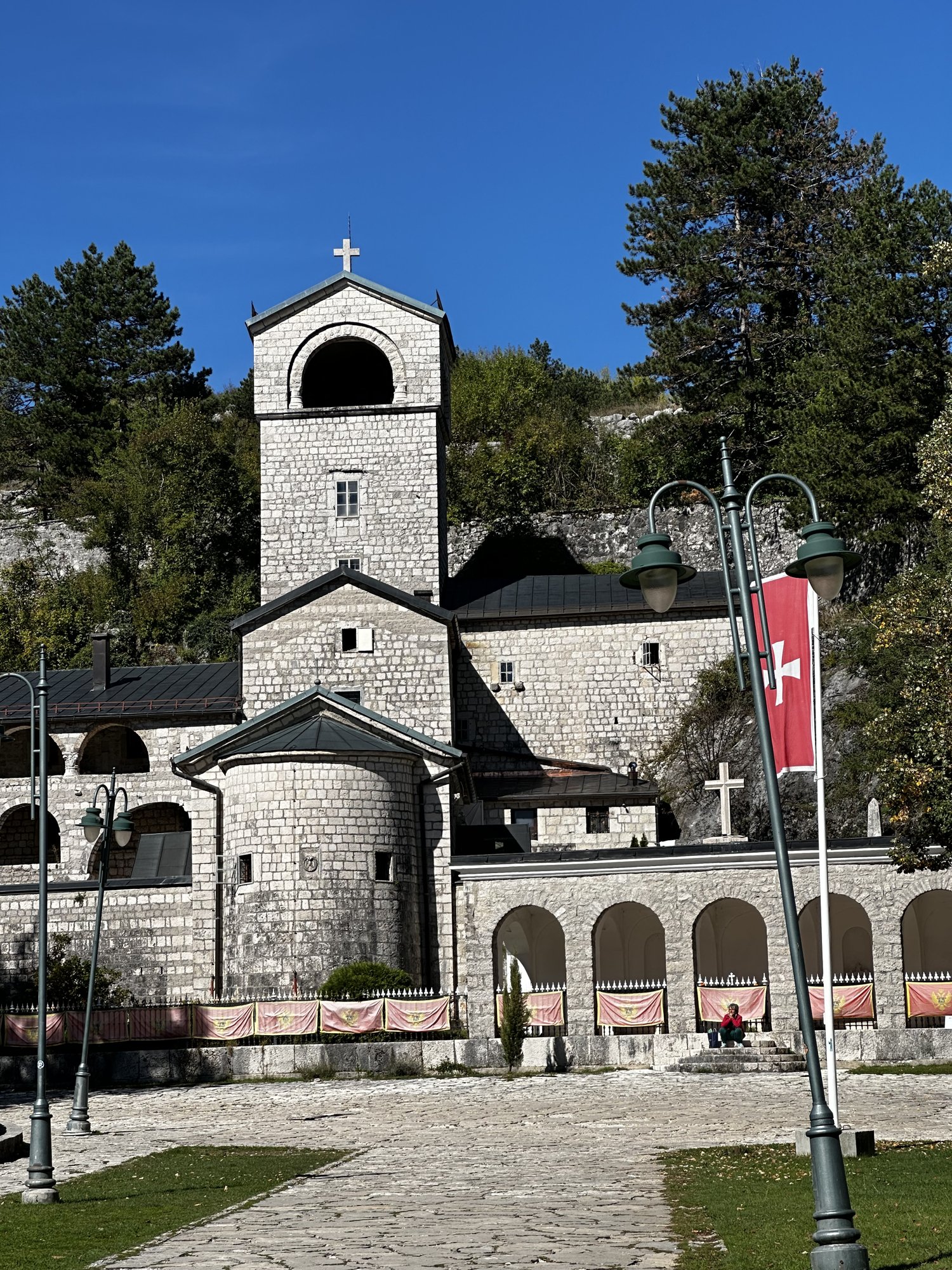 The Cetinje Monastery under a clear blue sky