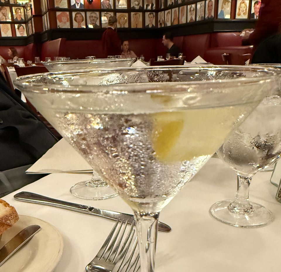 Top of Martini glass at Sardi's restaurant, New York City