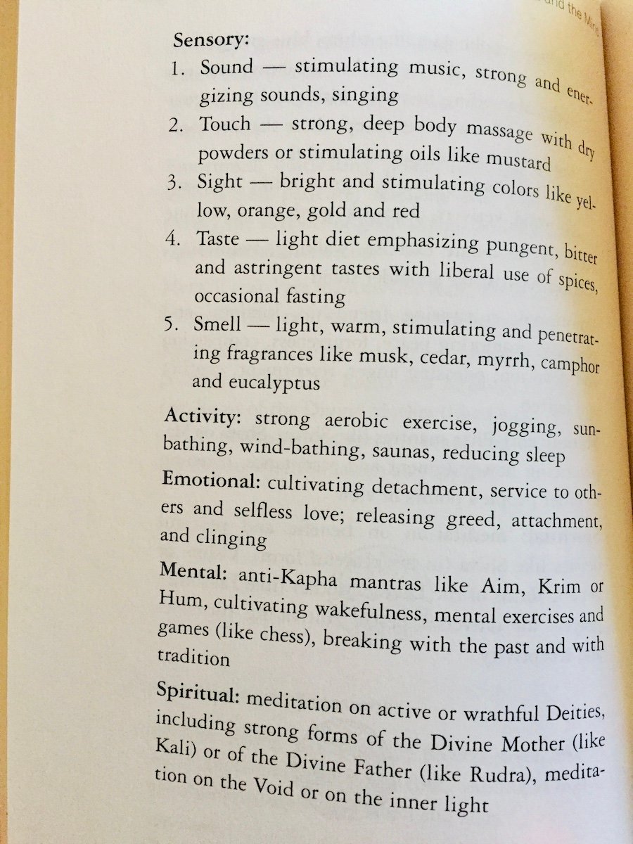 a book with instructions on how to balance Kapha energy