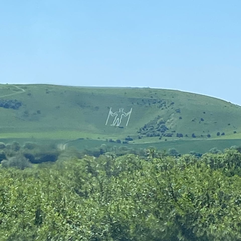 The Long Man of Wilmington, as seen from the train