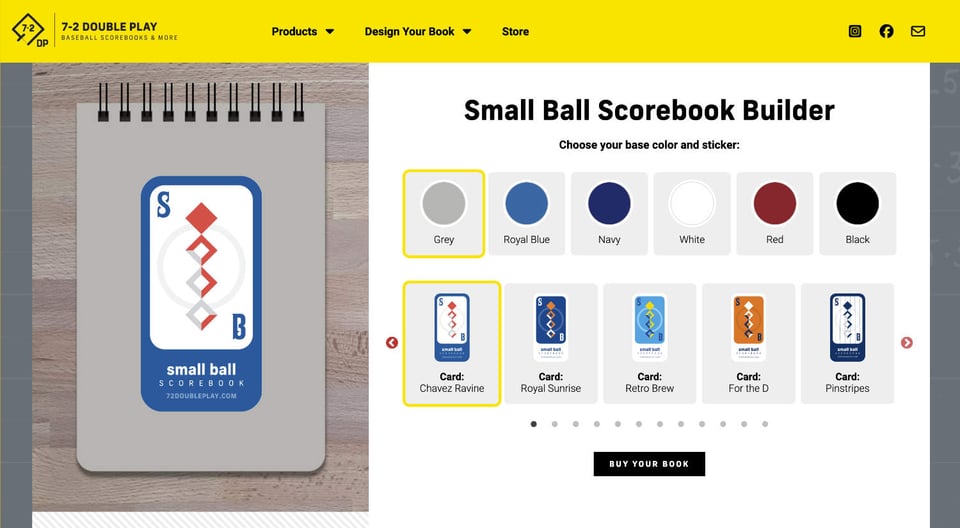 Screenshot of the Small Ball Scorebook builder on my website