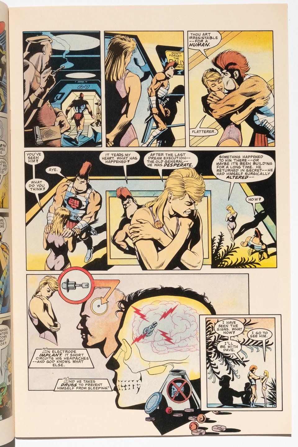 a page from Nexus that features a cutaway illustration of Nexus' head and its interior