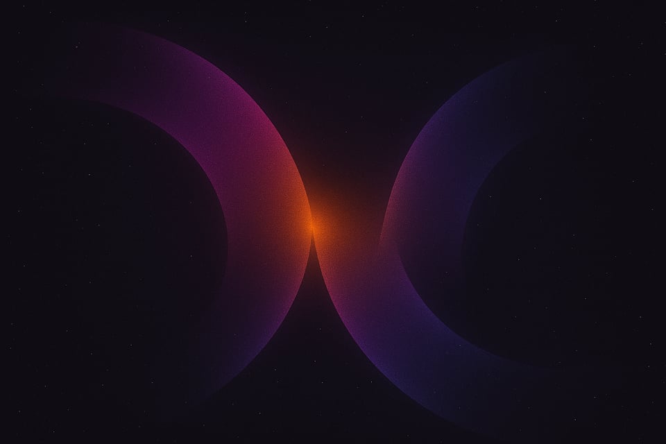 Illustrative image showing two abstract shapes touching