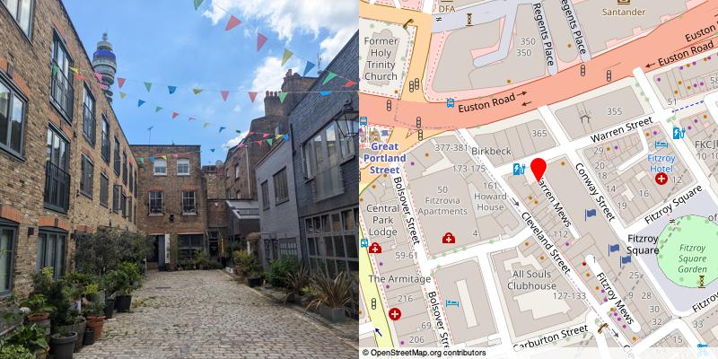 A picture and map of the mews