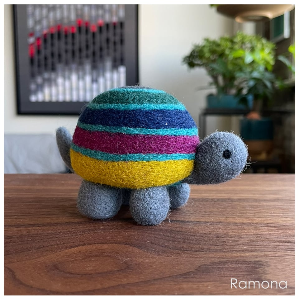 needle felted turtle