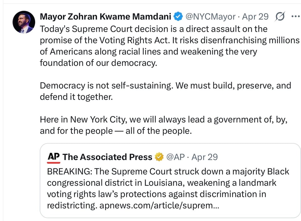 Mayor Mamdani speaks out on the SCOTUS ruling