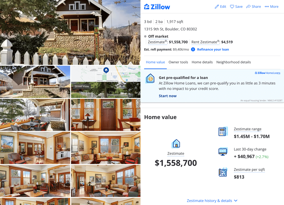 Zillow link to the Boulder house mentioned in the newsletter