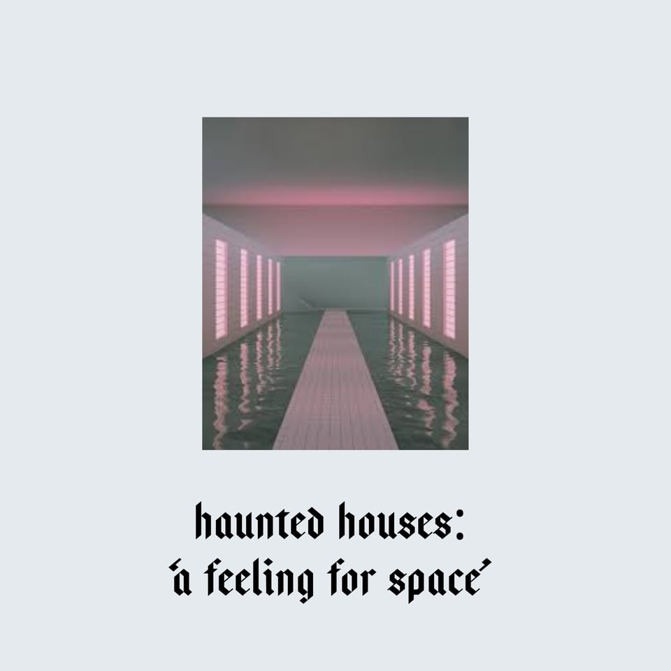 Image of a narrow indoor swimming pool surrounded by pink lighting.