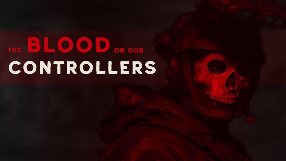 covert art for The Blood on Out Controllers. Dark picture with shades of Red. We can see te portrait of what lookd like a soldier, but he has a skull instead of a face. 