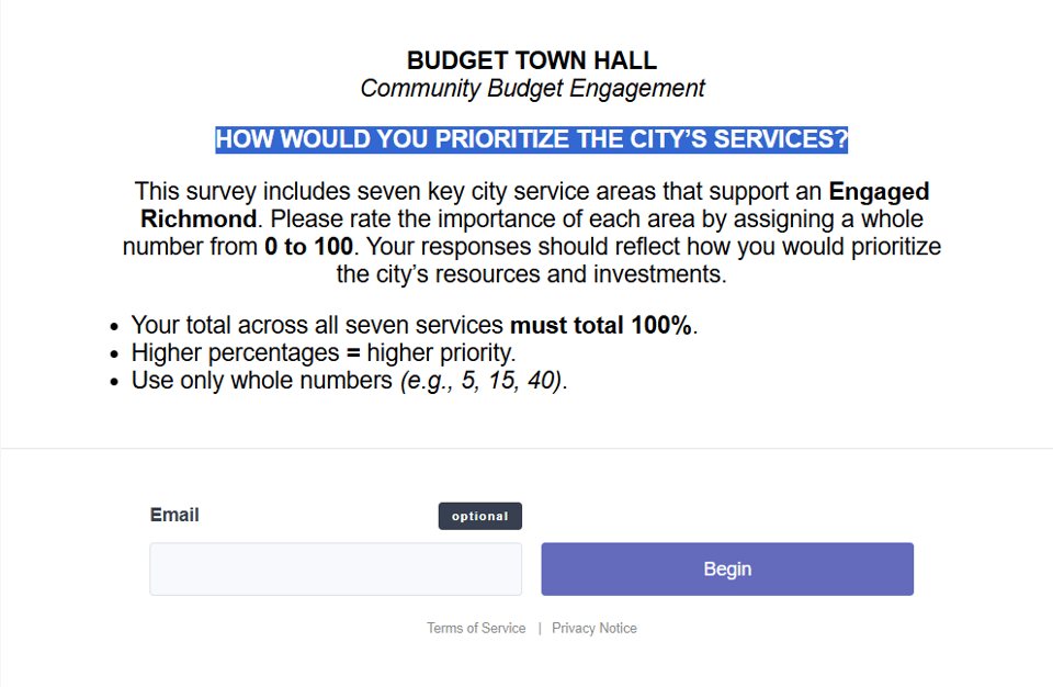 Image of budget priority survey.