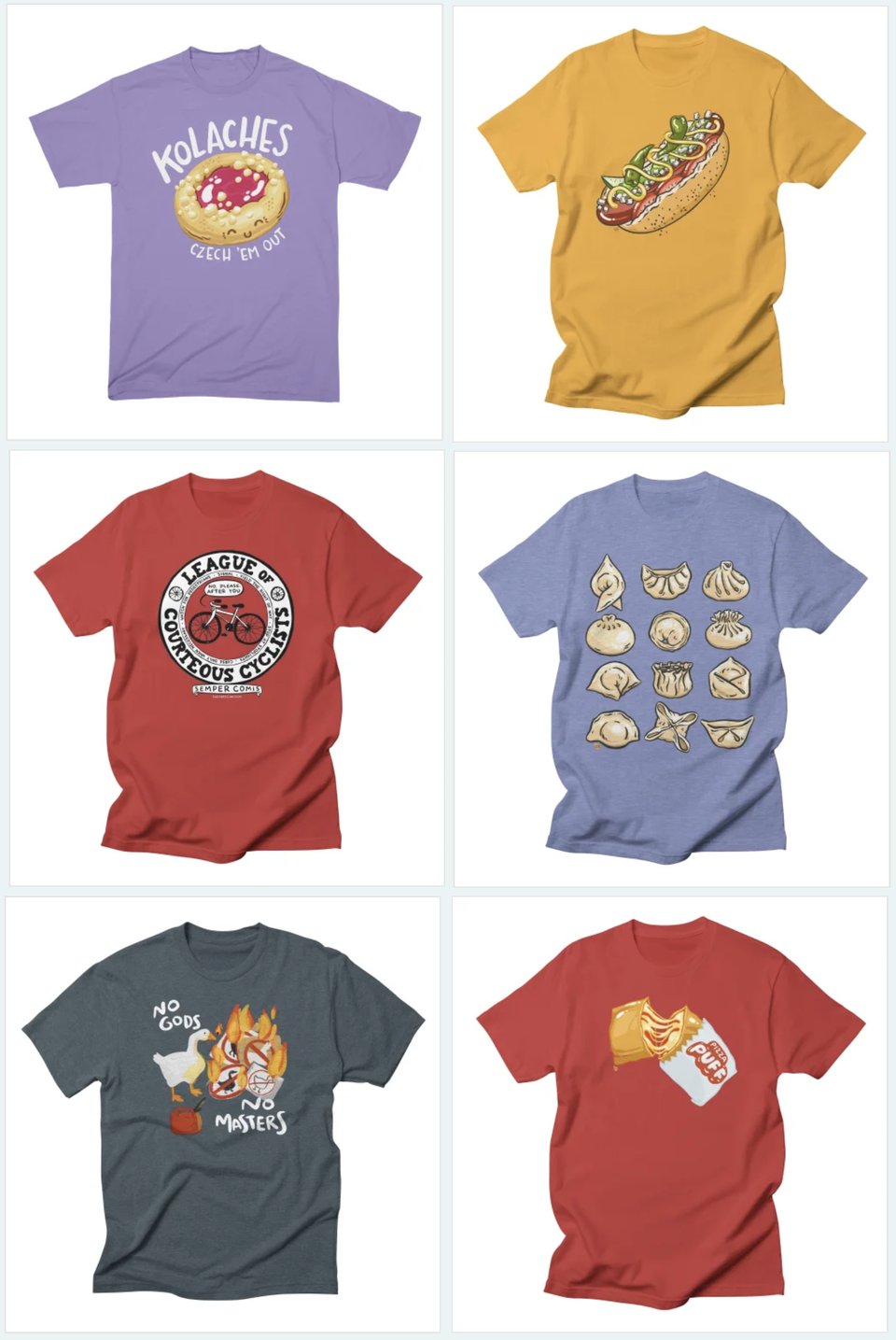 an assortment of shirts in my threadless shop