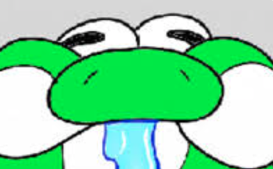 a disgusting picture of Yoshi with water foaming out of his mouth