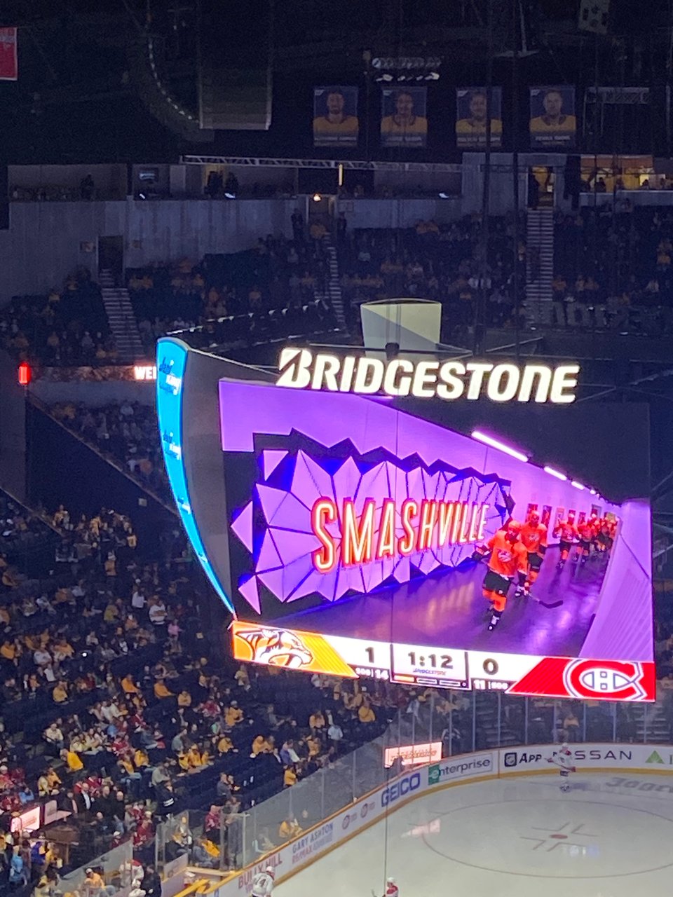 a hockey game at the bridgestone arena