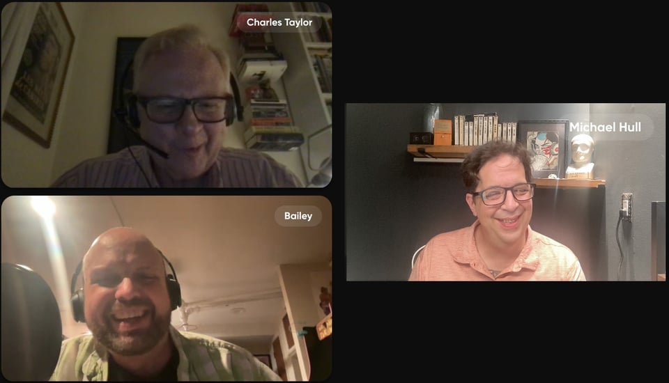 Guest Charles Taylor with co-hosts Jason Bailey and Mike Hull.
