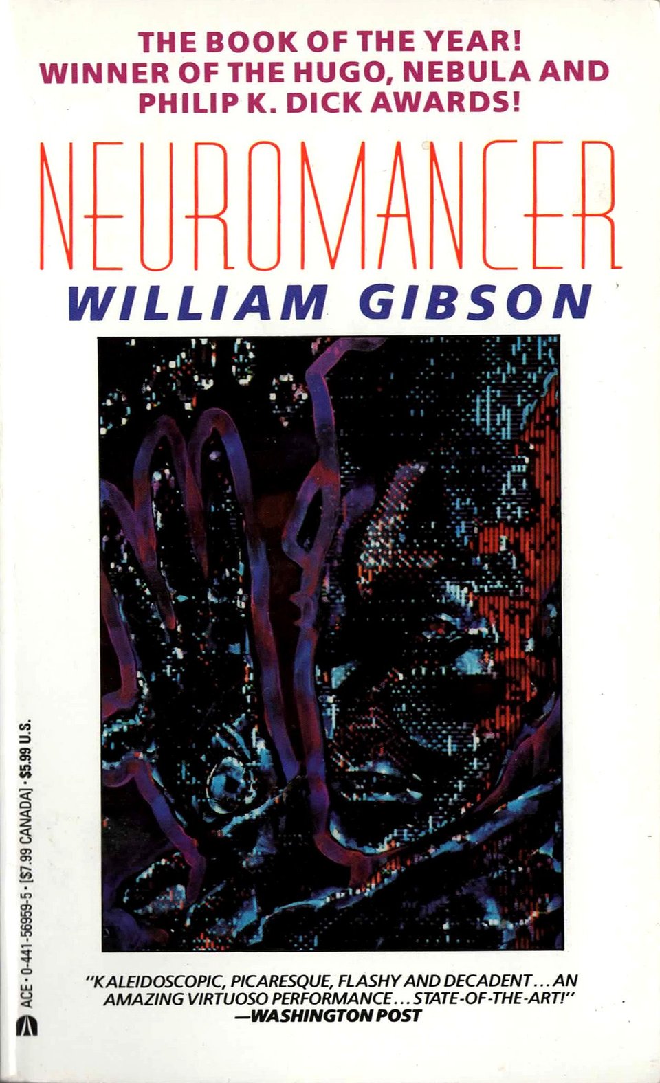 cover of the Ace paperback of William Gibson's Neuromancer