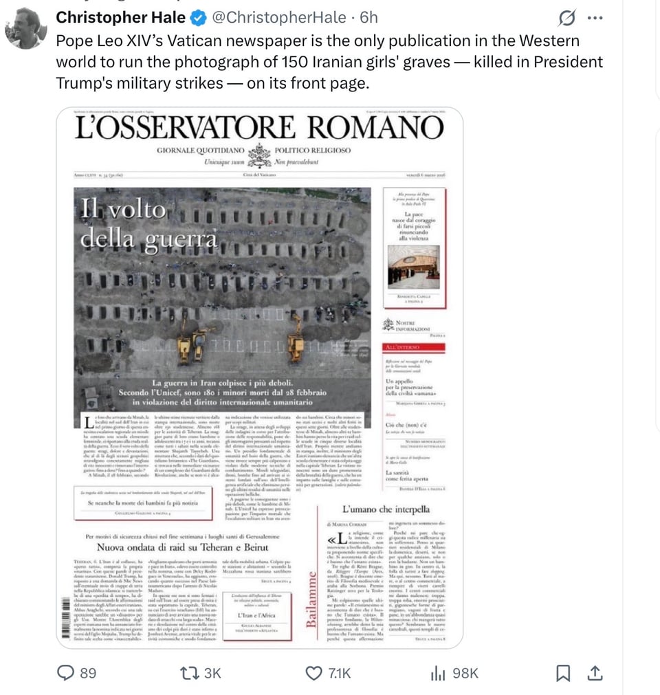 the Vatican carried what to the girls school. No other paper did.