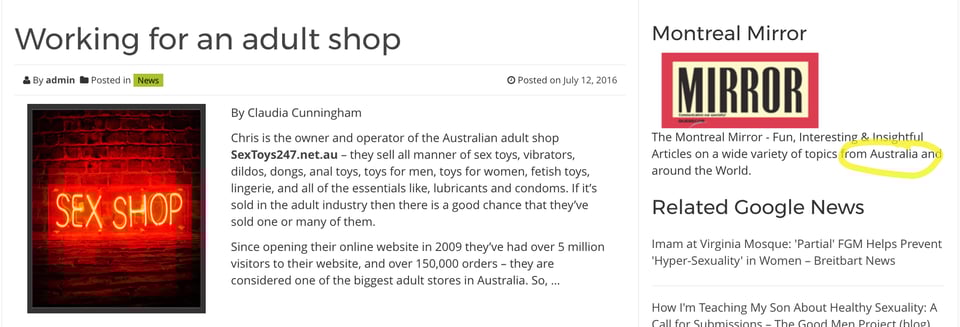 An image of the revived sex shop version of the website.