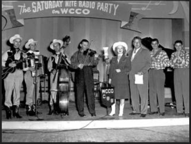 Photo of Bob DeHaven and the "Red River Valley Gang" on The Saturday Nite Radio Party program, WCCO. (ca. 1948)