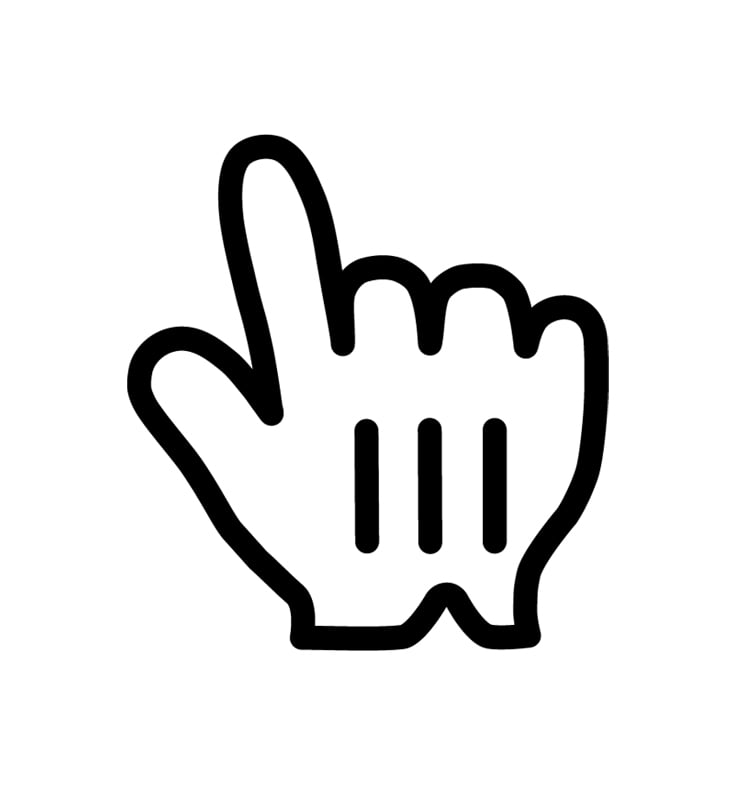 [An enlarged view of a glyph of a white gloved hand with the pointer finger pointing.]