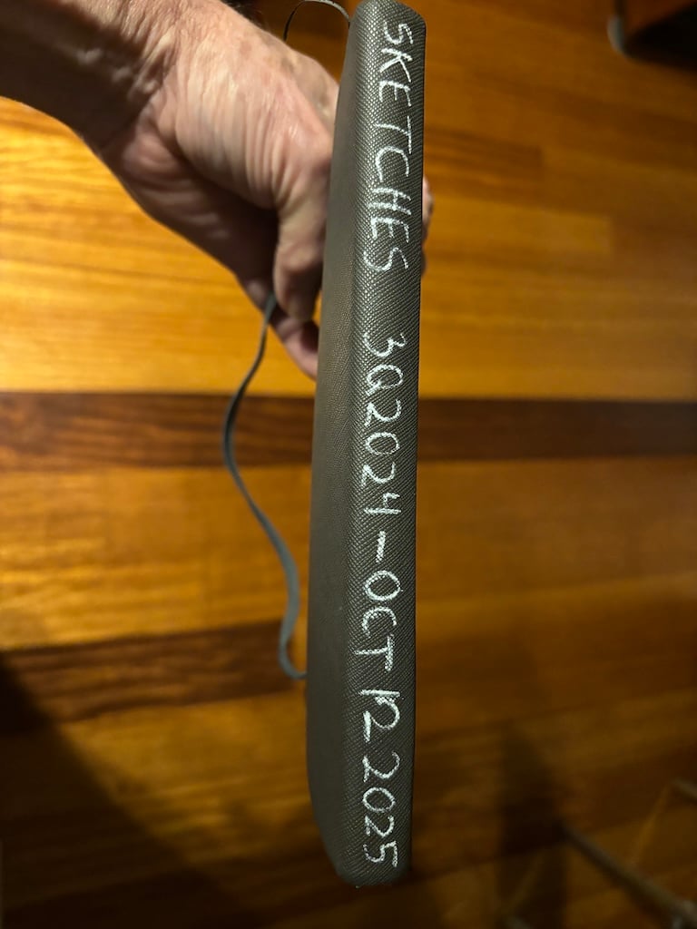 the spine of my most recently completed sketchbook