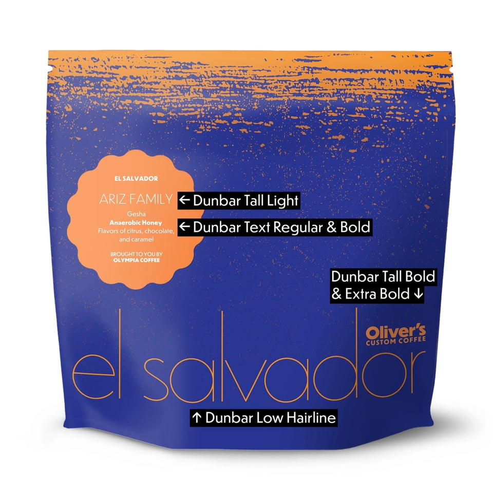 El Salvador coffee packaging from Oliver’s