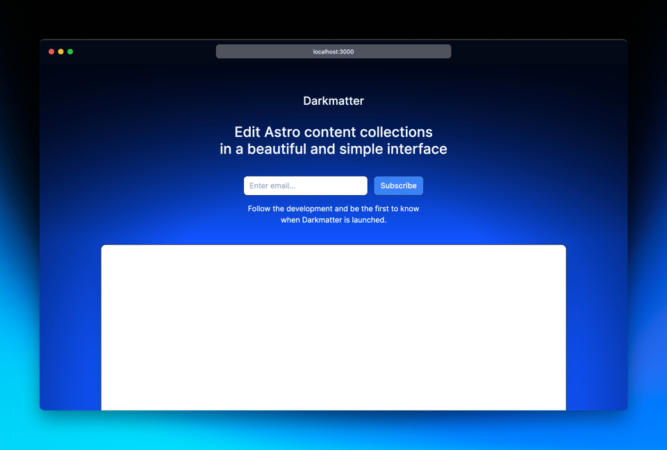 The making of Darkmatter's landing page
