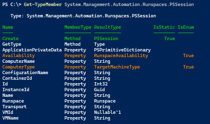 PSSession TypeMember