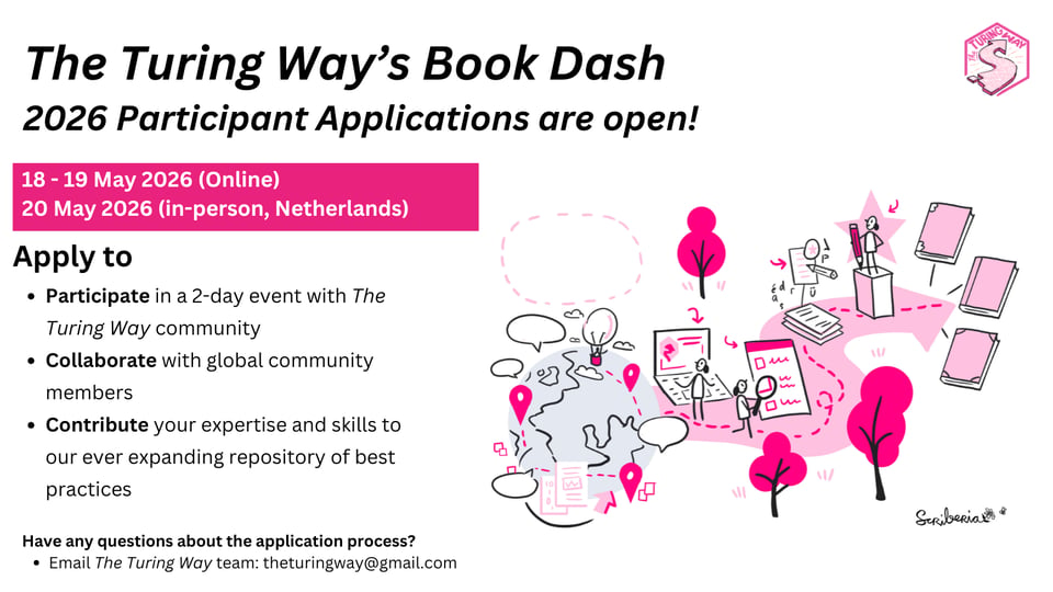 LAST DAYS to apply to the Turing Way Book Dash - May edition 🌸