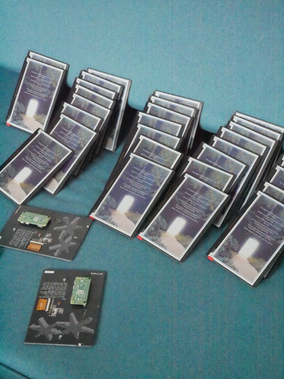 Several Are.na frames stacked up against a teal background.