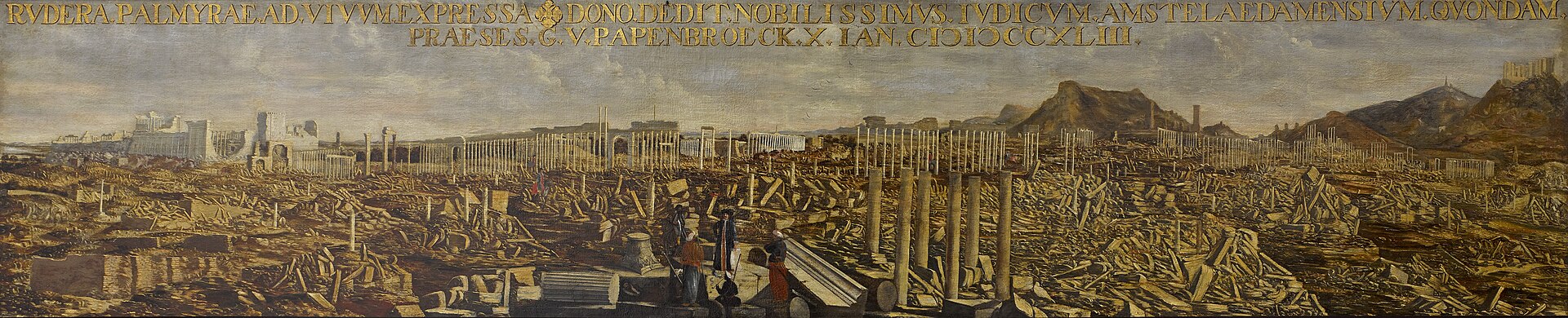 G. Hofsted van Essen's 1693 painting, "Gezicht op de ruïnes van Palmyra"