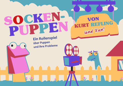 The cover of the German edition of Sock Puppets, known as Sockenpuppen.