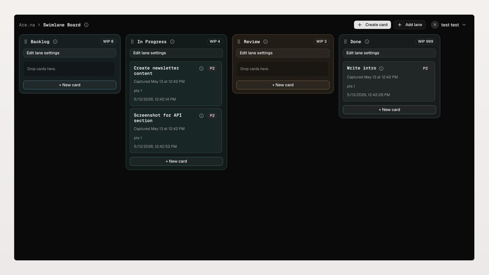 An interface with columns of cards lined up, appearing something like a Trello board, but with Are.na channels.