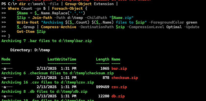 Compressing File Groups Individually