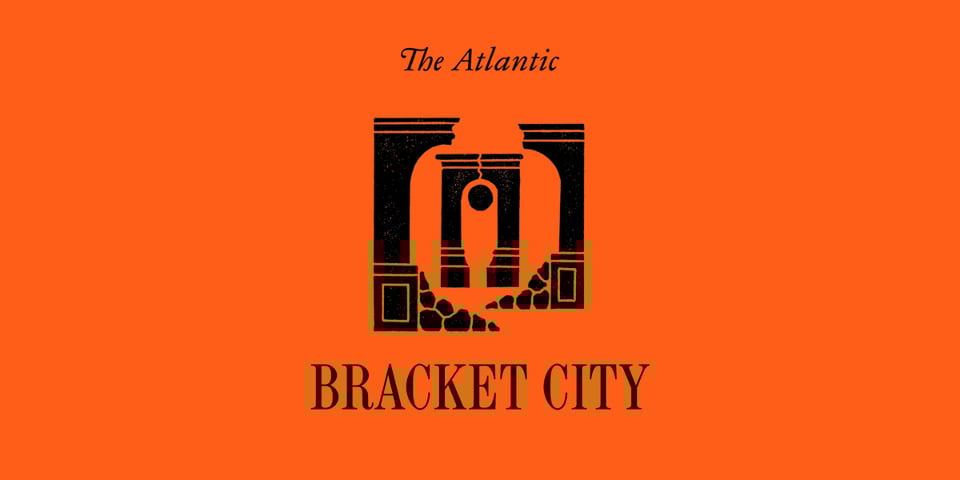 The Bracket City logo in black picked out of an orange background.