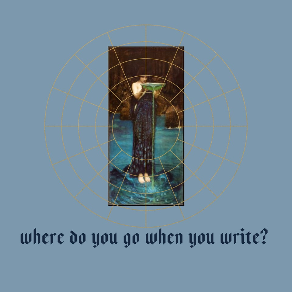 Image of a woman wearing green holding a bowl of green liquid and standing in water.