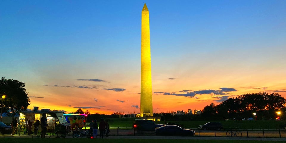 Washington Monument at night. Photo: Lars Gotrich