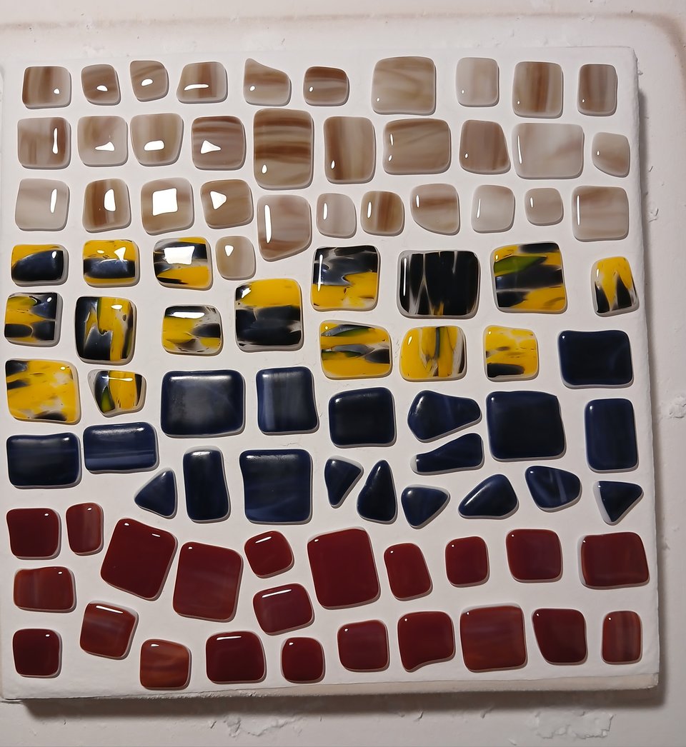 all the pieces have rounded and are shiny and nice except the dark blue has some devitrification