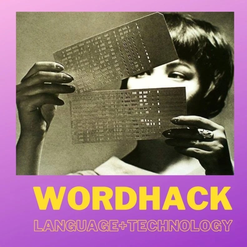 flyer for Wordhack - reading a punchcard