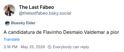 Post de The Last Fábeo (‪@thelastfabeo.bsky.social‬): A candidatura de Flavinho Desmaio Valdemar a pior