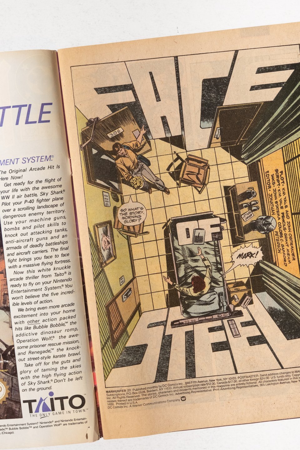 first page of Manhunter 20 showing that the spine is rolled