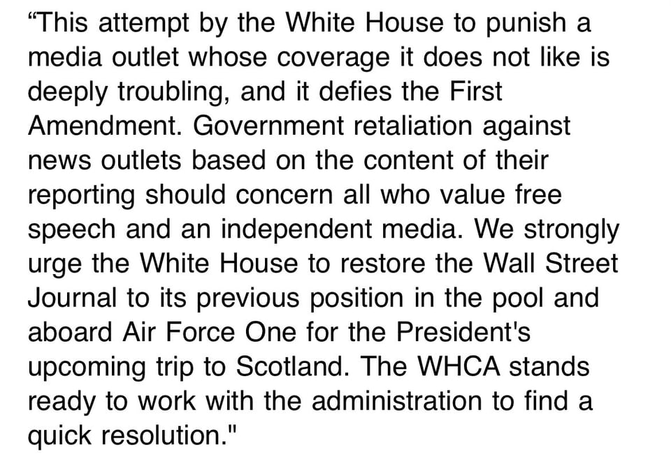 Statement from the WHCA