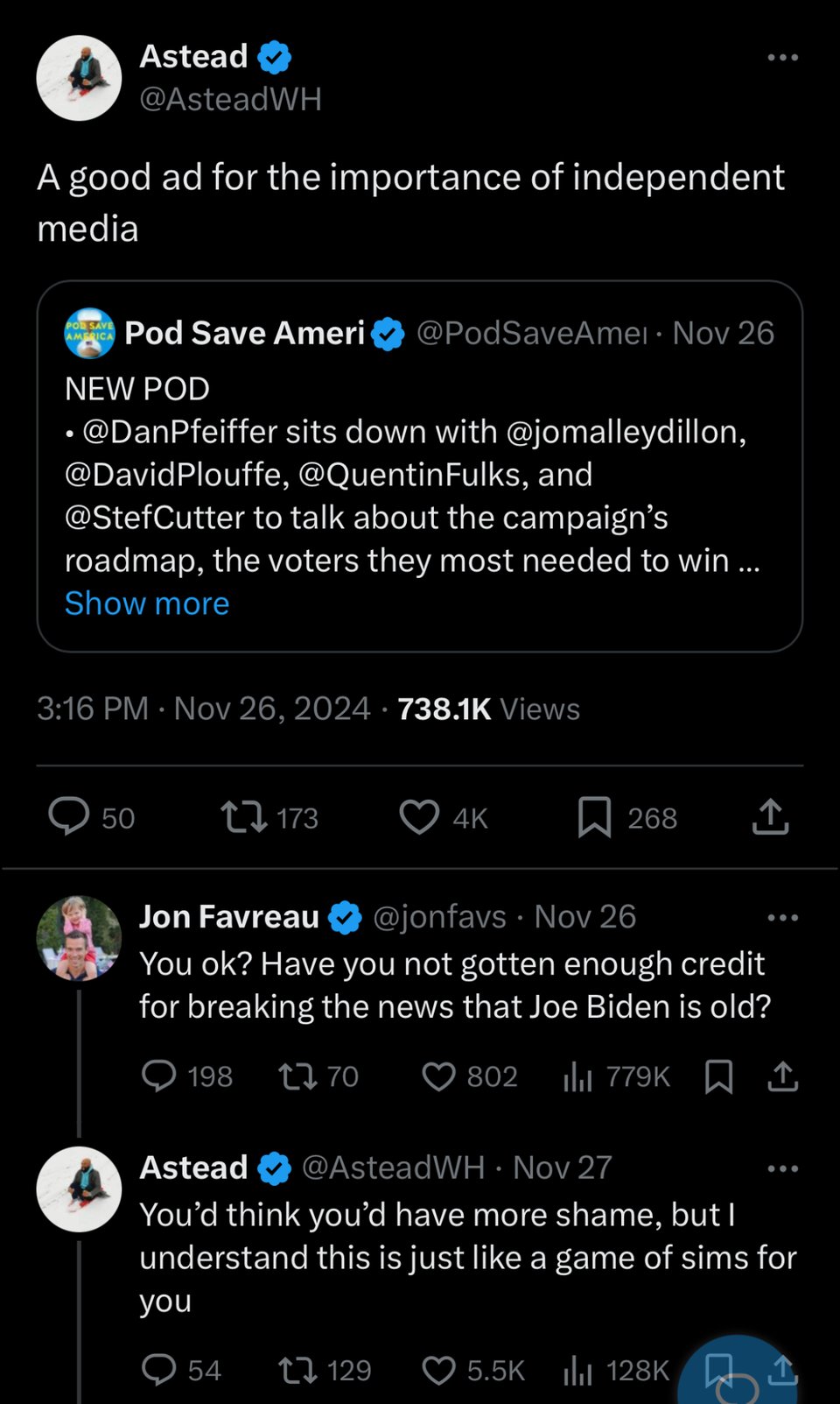 Twitter beef between Astead Herndon and Jon Favreau over PSA Hhaving no shame