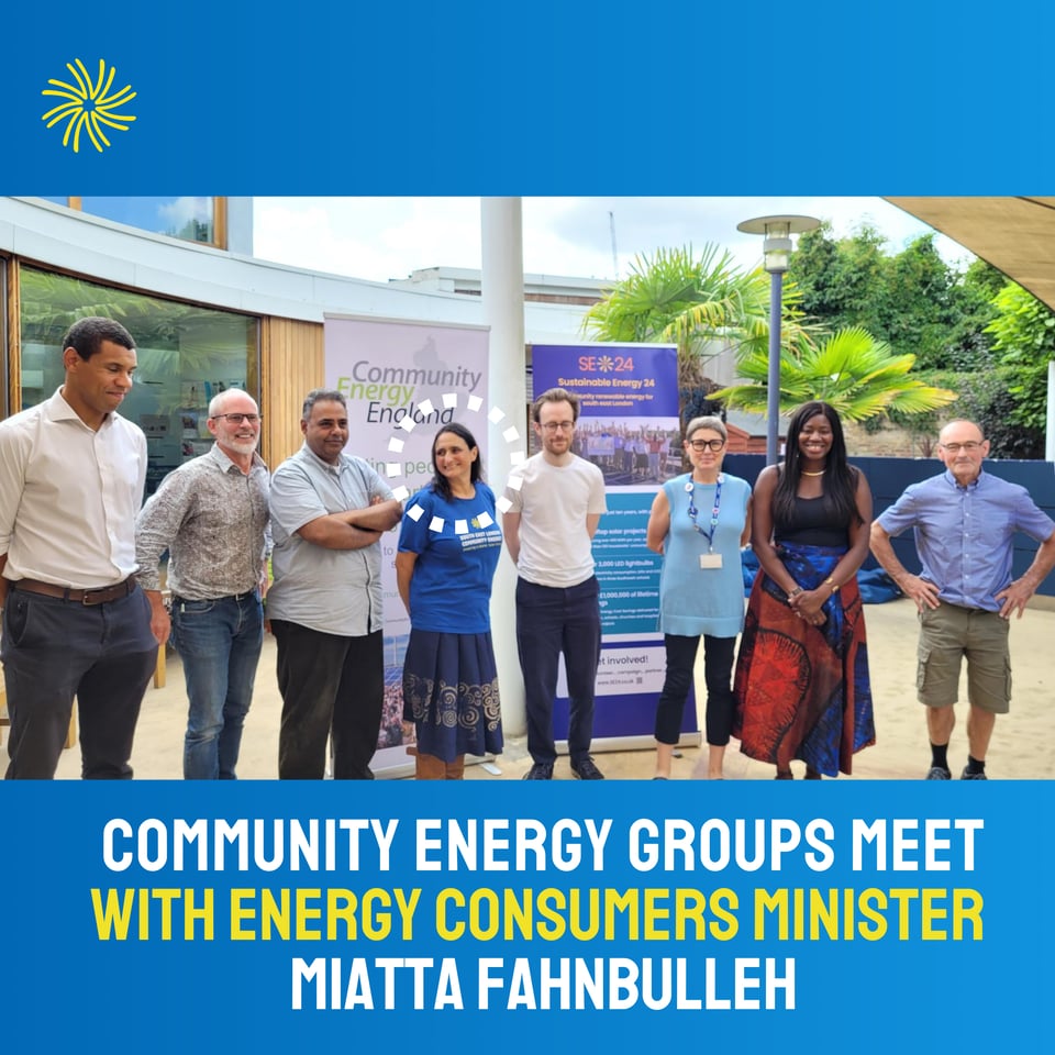 our CEO Giovanna joined community energy group colleagues for a really productive meeting with the Energy Consumers Minister Miatta Fahnbulleh in Peckham.