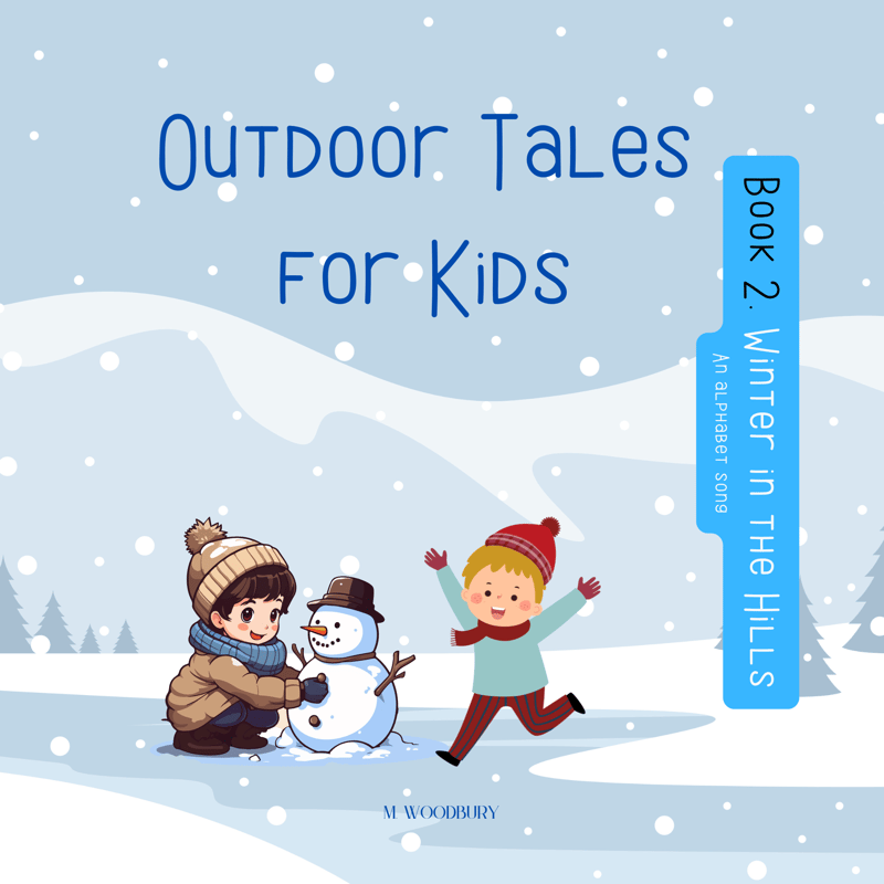 Two boys buidling a snowman in a winter day in the mountains