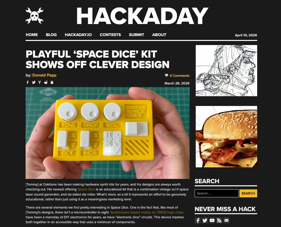 Playful ‘Space Dice’ Kit Shows Off Clever Design on Hackaday