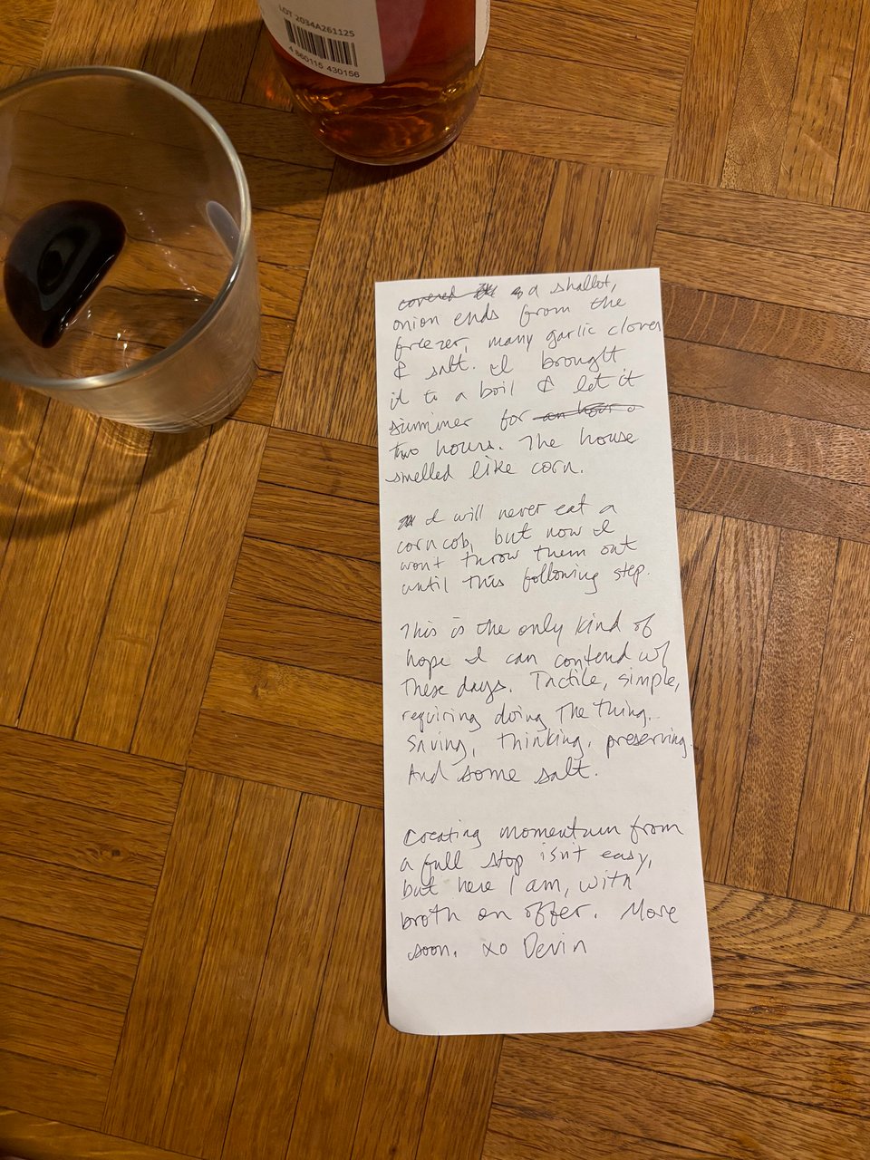 and Pt 2. An empty wine glass also pictured.