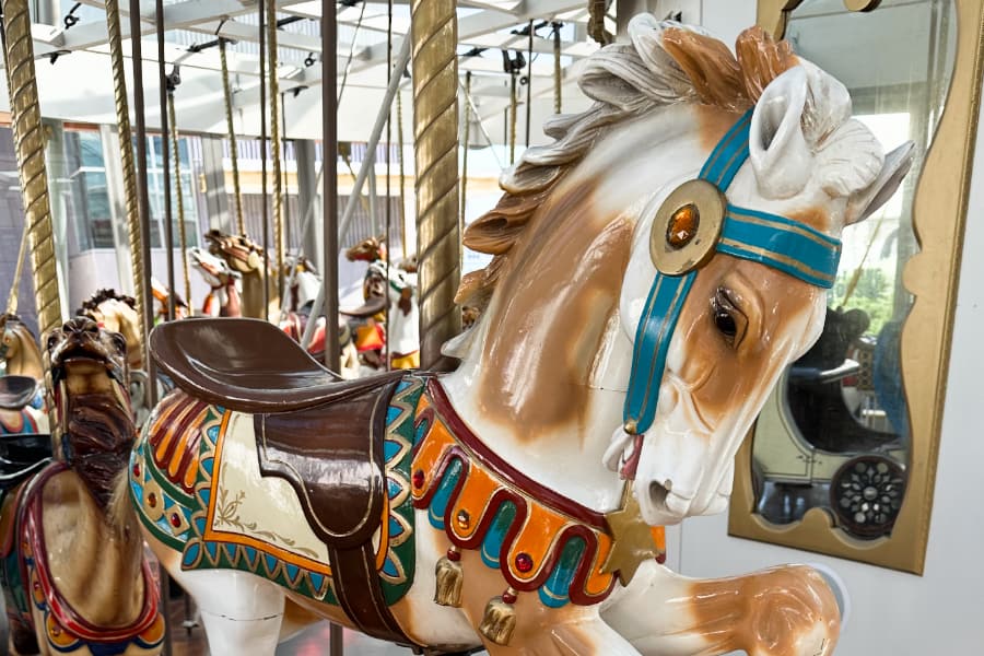 A carousel horse at the LeRoy King Carousel
