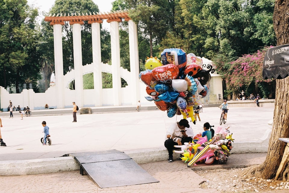 Balloons in a park in Mexico City