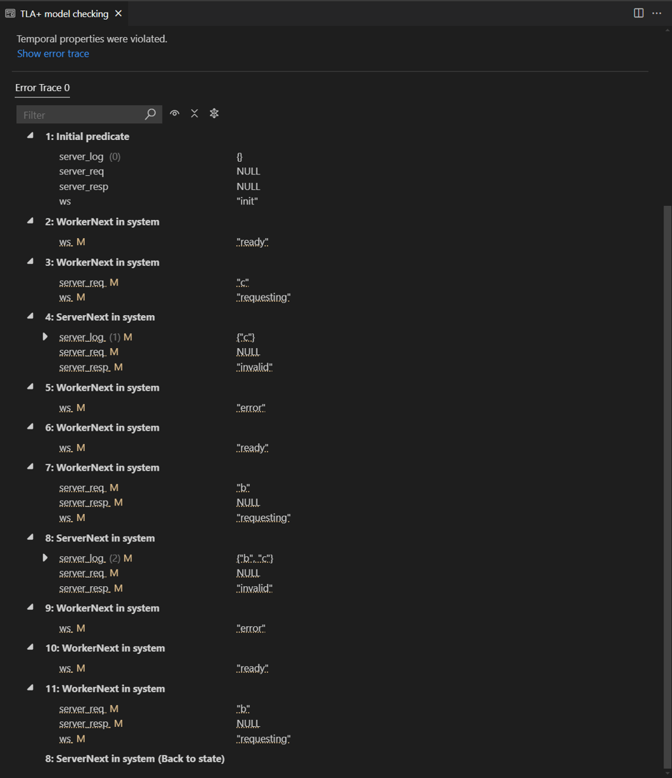 An example error trace